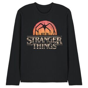 Stranger Things 5 Unisex Adult Mindflayer Sunset Logo Long-Sleeved T-Shirt / Bla